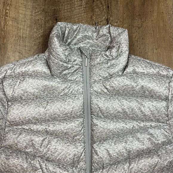 Lands' End Packable Down Puffer Jacket Heathered Brown Mock Neck Women's S - Picture 2 of 11